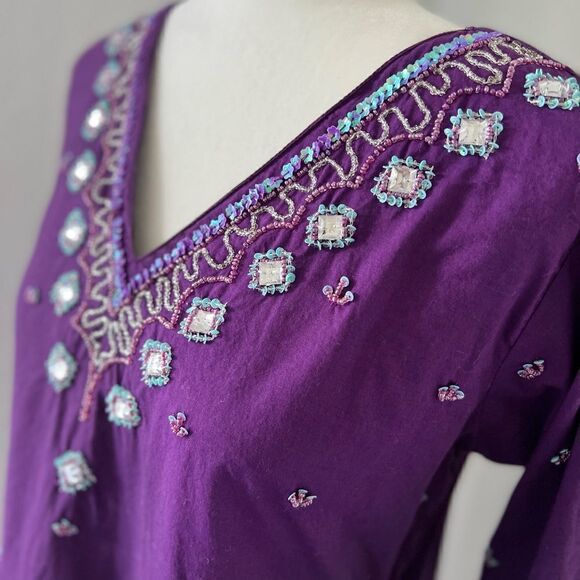Purple Embellished tunic top - Picture 4 of 6
